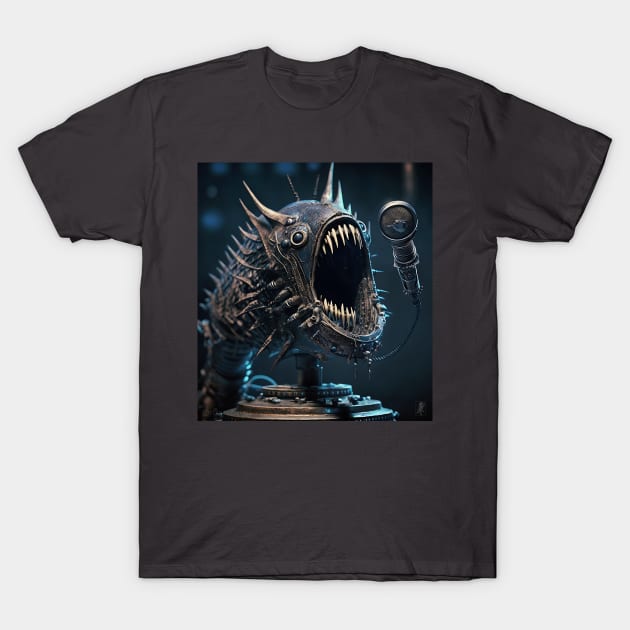 Hyrgh the Mecha-fish live at the Chuckle Knuckle T-Shirt by Noosed Octopus